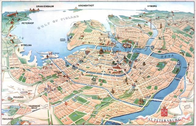 Karte der Sehenswürdigkeiten von St. Petersburg