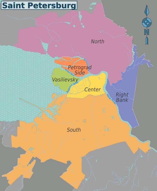 Karte der Stadtviertel von St. Petersburg