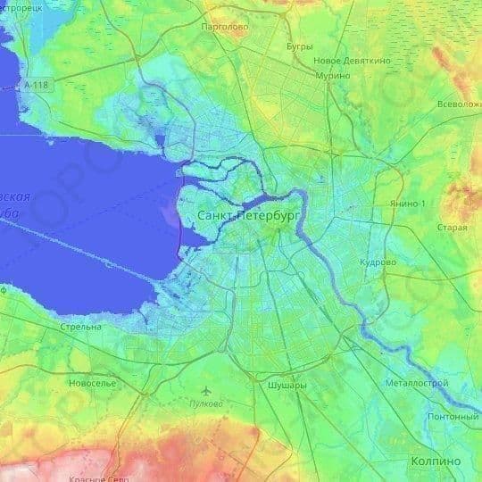 Höhenkarte von St. Petersburg