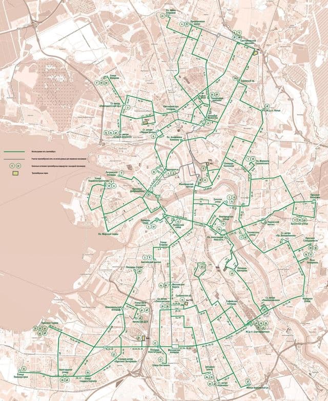 Karte der Straßenbahnhaltestellen in St. Petersburg