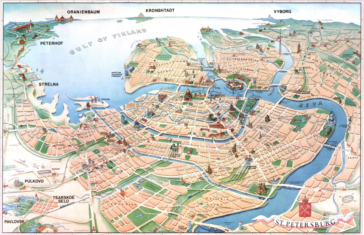 Karte der Sehenswürdigkeiten von St. Petersburg