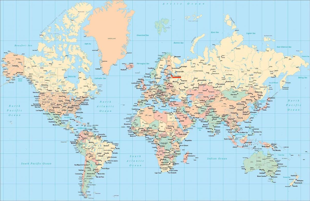Standort St. Petersburg auf der Weltkarte