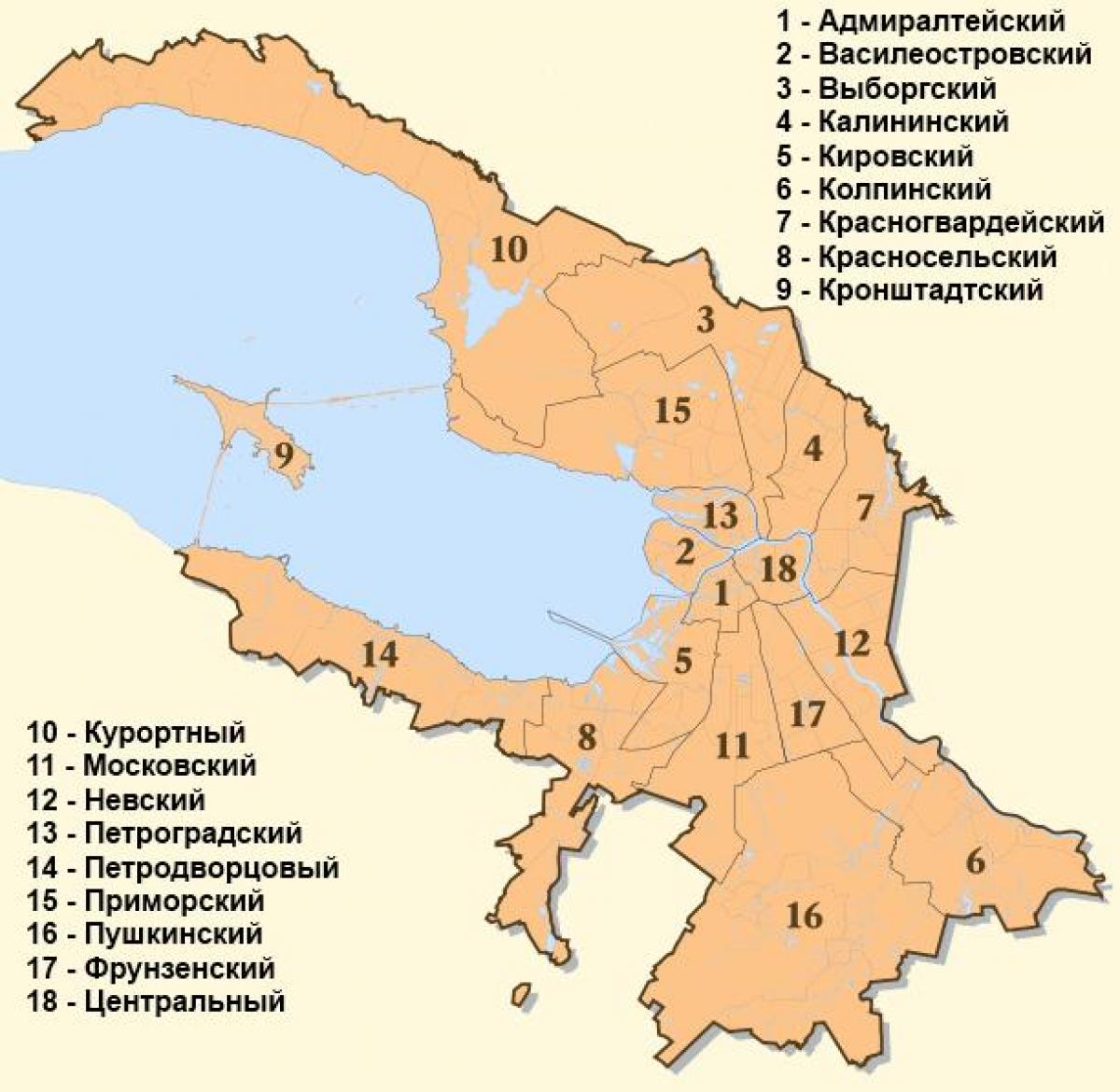 Karte des Stadtteils St. Petersburg