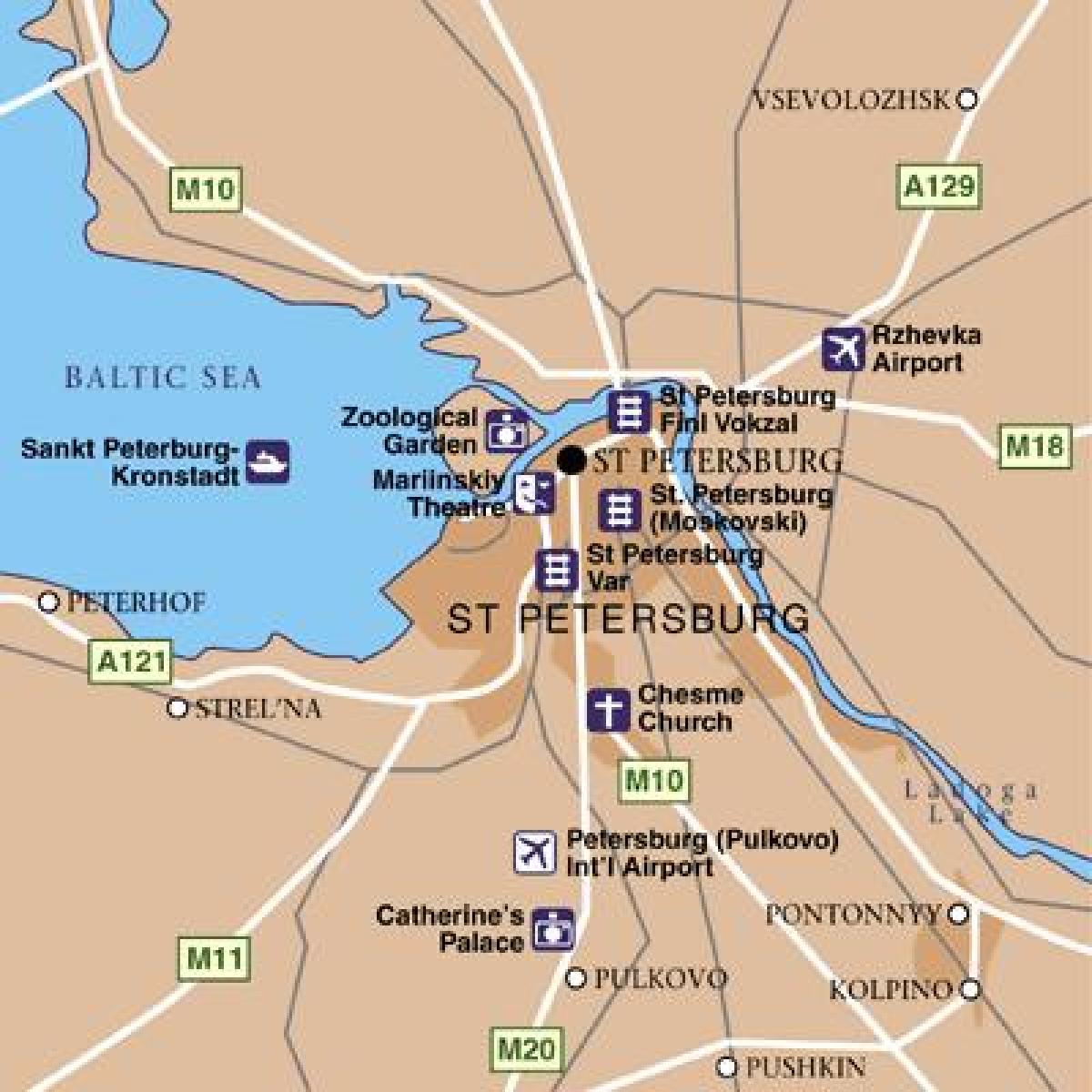 Karte der St. Petersburger Flughäfen