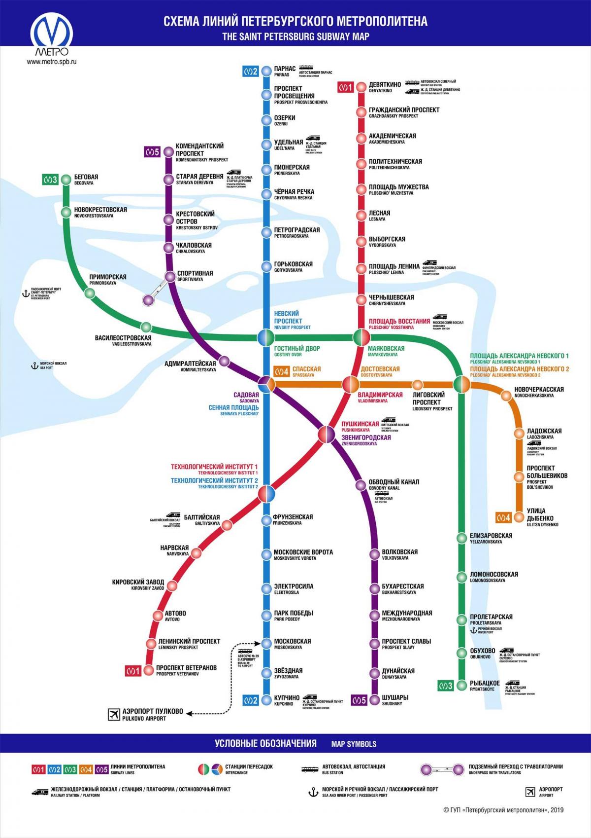 Karte der U-Bahn-Stationen in St. Petersburg