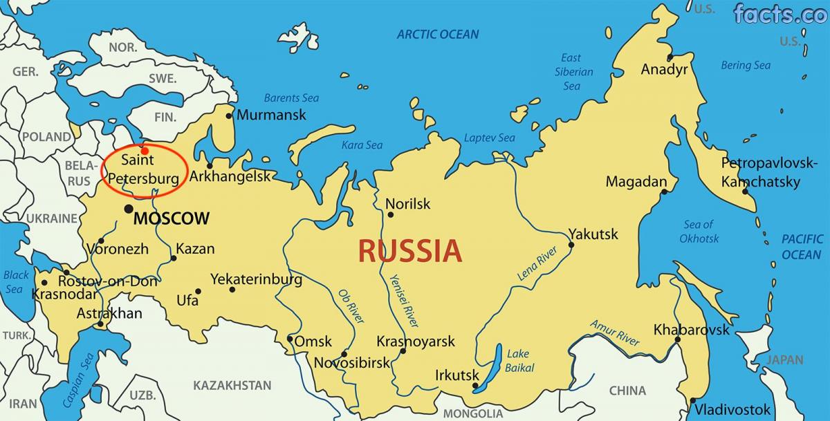 St. Petersburg auf der Russlandkarte