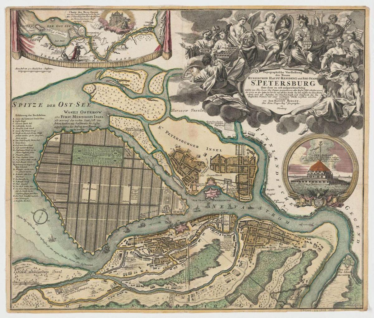 Antike Karte von St. Petersburg